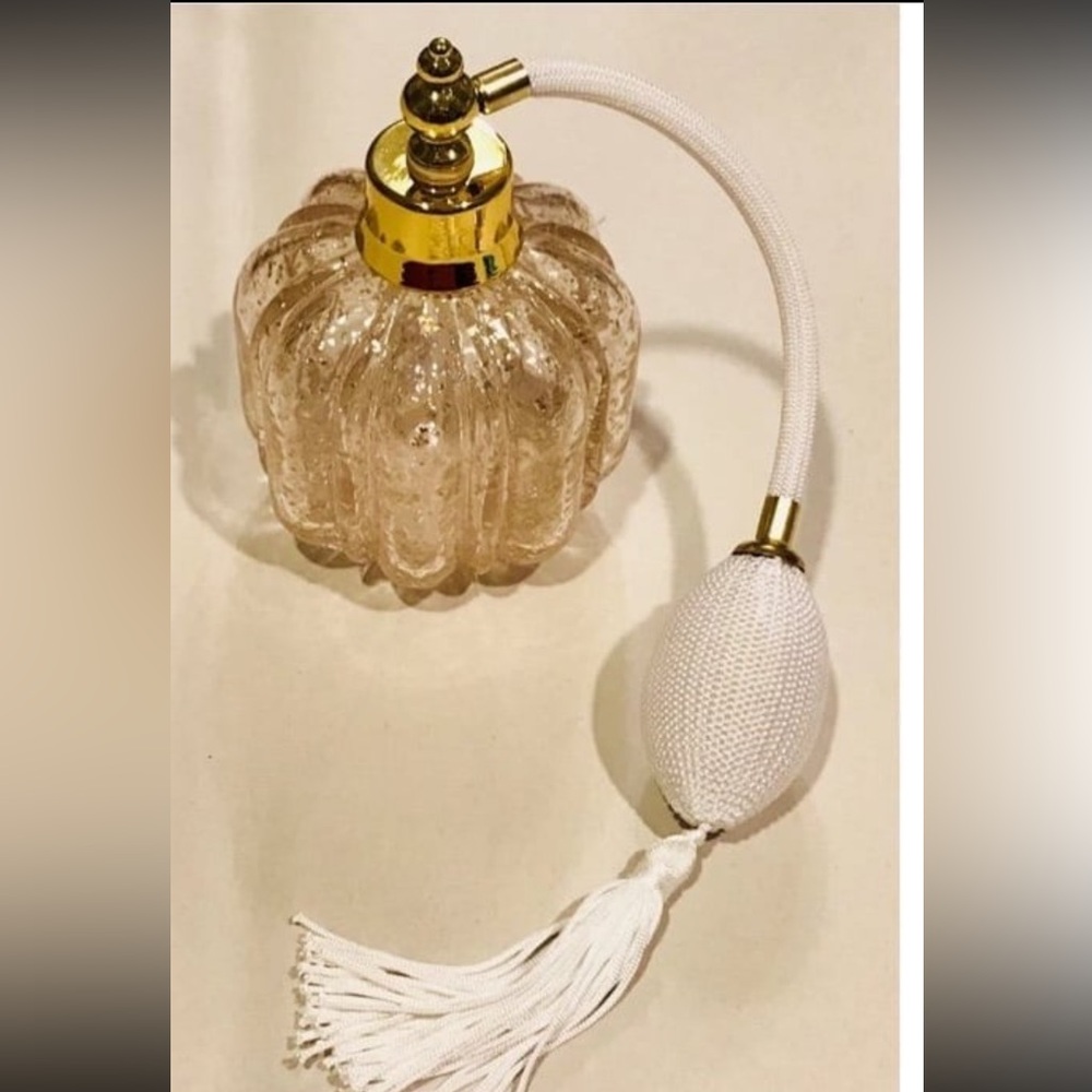 Elegant Gold and White Vintage Perfume Atomizer